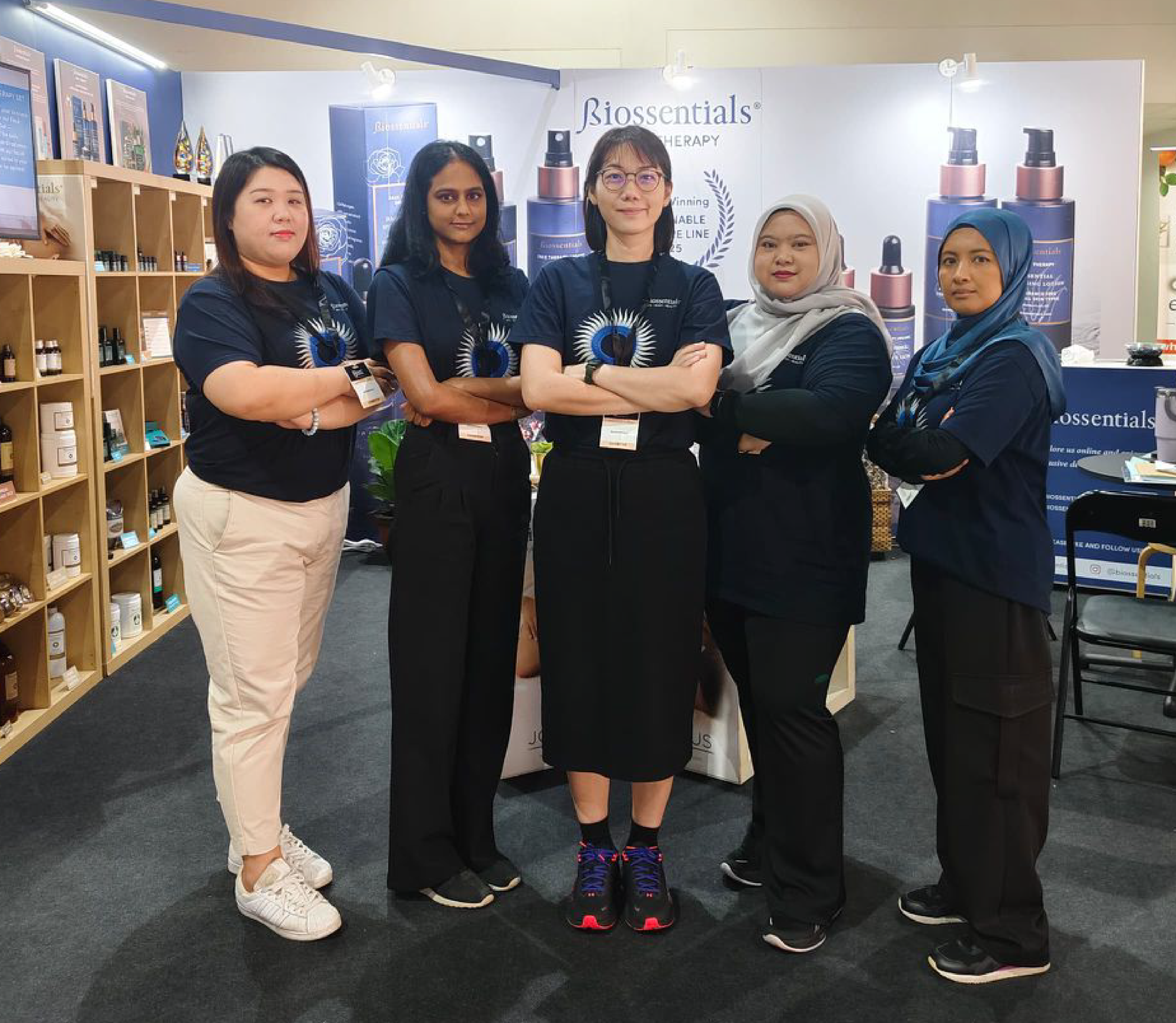 Biossentials team at the brand’s professional spa and skincare exhibition stand